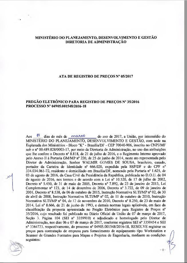 ATA DE REGISTRO DE PREÇOS N° 05/2017 