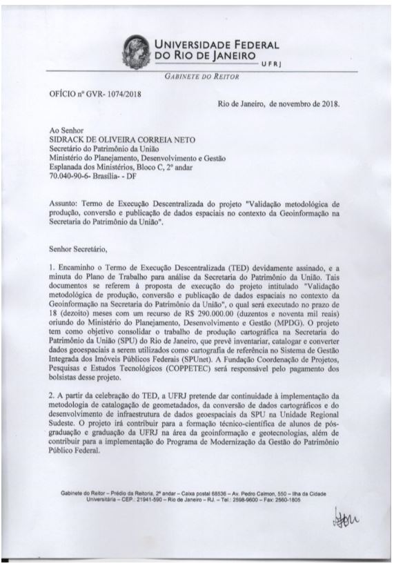 Ofício Nº GVR – 1074/2018