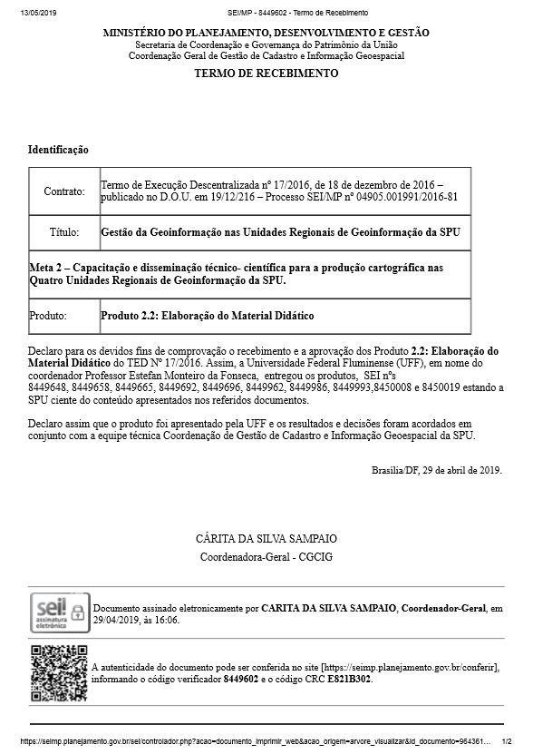 TERMO DE RECEBIMENTO – Elaboração do Material Didático   