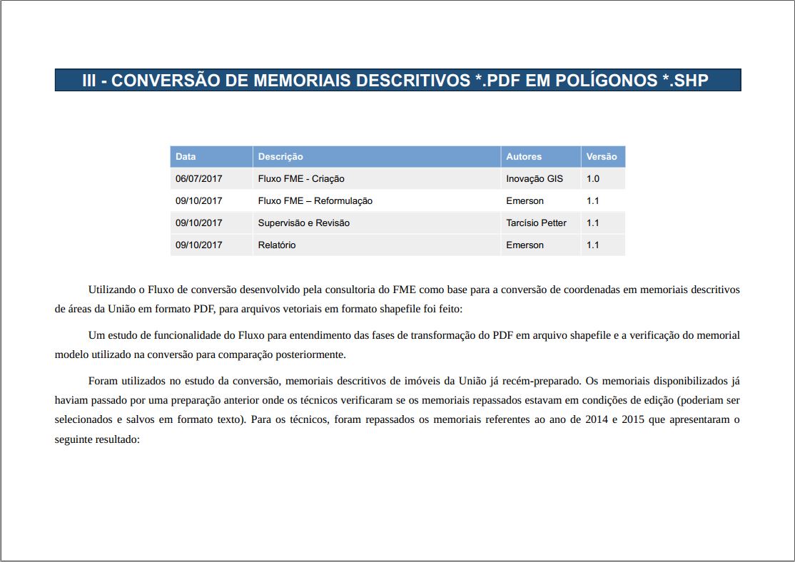 [FME] Relatório de conversão de memoriais descritivos em PDF