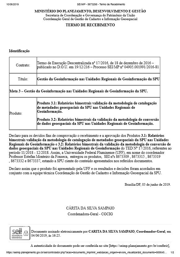 TERMO DE RECEBIMENTO -  Relatório Bimestral