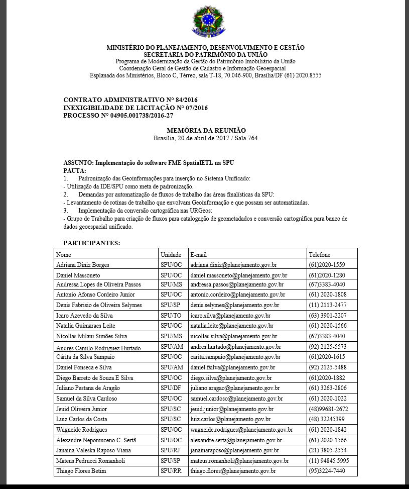 MEMÓRIA DA REUNIÃO