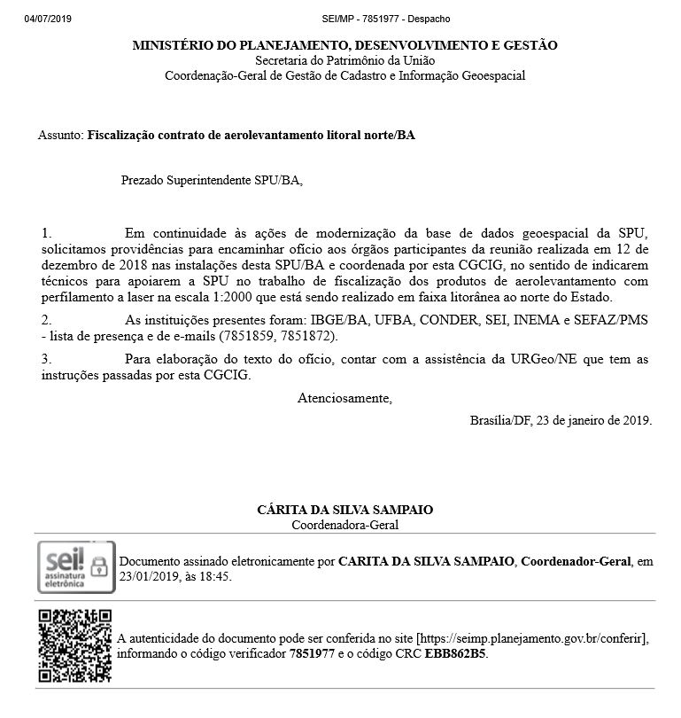 Despacho CGCIG –SPU SEI 7851977 