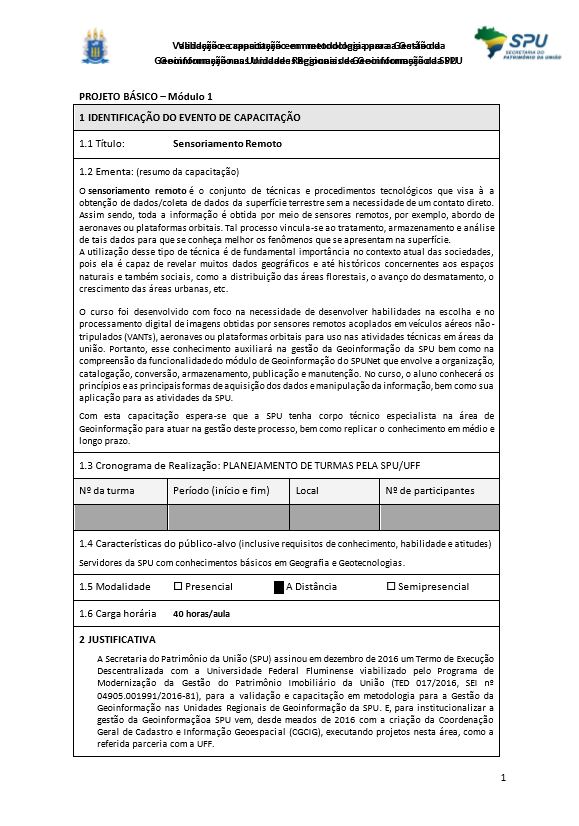 PROJETO BÁSICO – Módulo 1: Sensoriamento Remoto