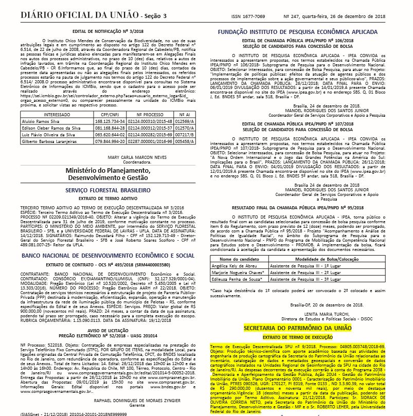 Publicação no Diário Oficial 