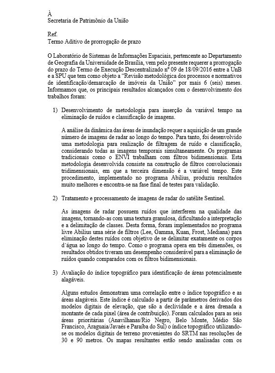 Pedido de Prorrogação do Termo de Execução Descentralizada nº 009/2016