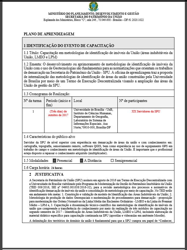 Plano de Aprendizagem