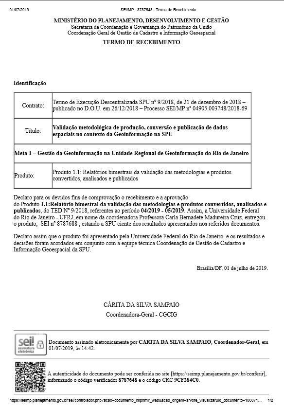 Termo de Recebimento – TED UFRJ 