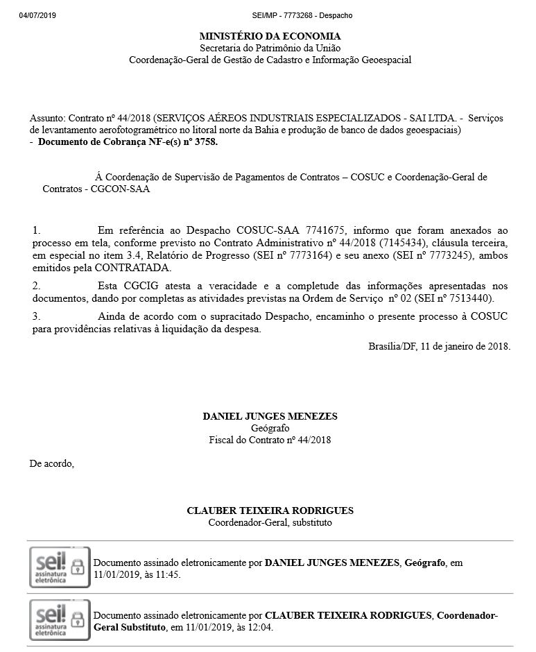 Despacho Nota Fiscal Eletrônica nº 3758 (SEI 2678376) 