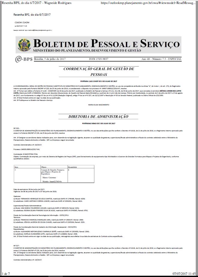 PORTARIA DIRAD DE 5 DE JULHO DE 2017 