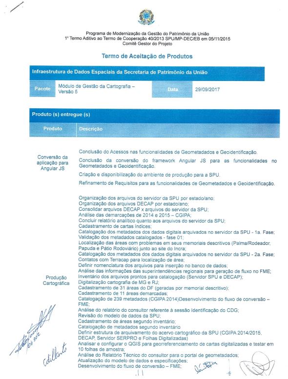 Termo de Aceitação de produtos 