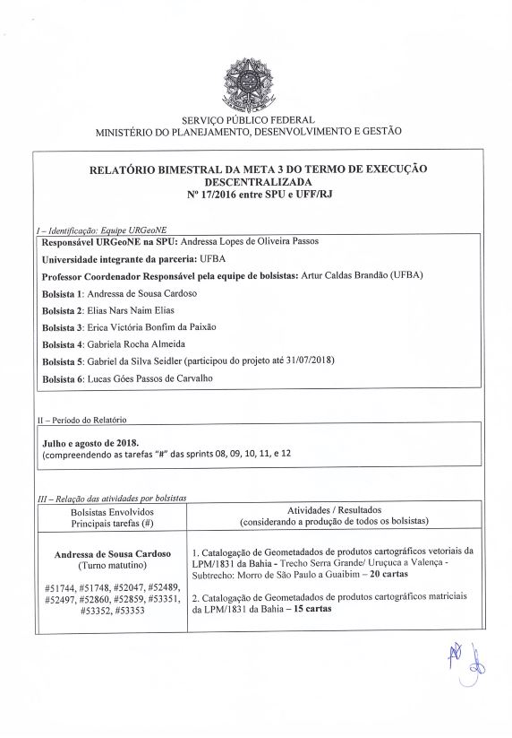 Relatório Bimestral da Meta 03 do Termo de Execução Descentralizada Nº 17/2016 entre SPU e UFF/RJ  