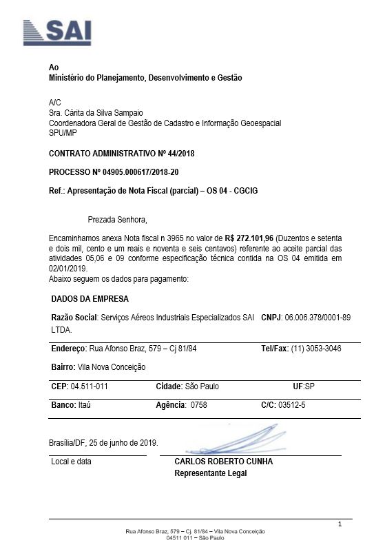 Nota 3965 SEI 2809450 – Apresentação de Nota Fiscal (parcial) – OS 04 