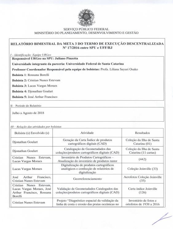 Relatório Bimestral da Meta 03 do Termo de Execução Descentralizada Nº 17/2016 entre SPU e UFF/RJ 