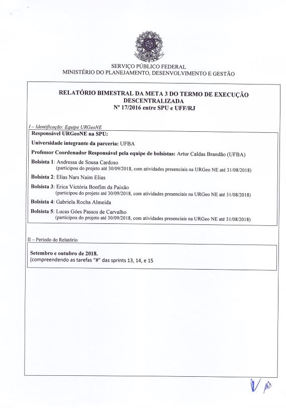 Relatório Bimestral da Meta 03 do Termo de Execução Descentralizada Nº 17/2016 entre SPU e UFF/RJ   