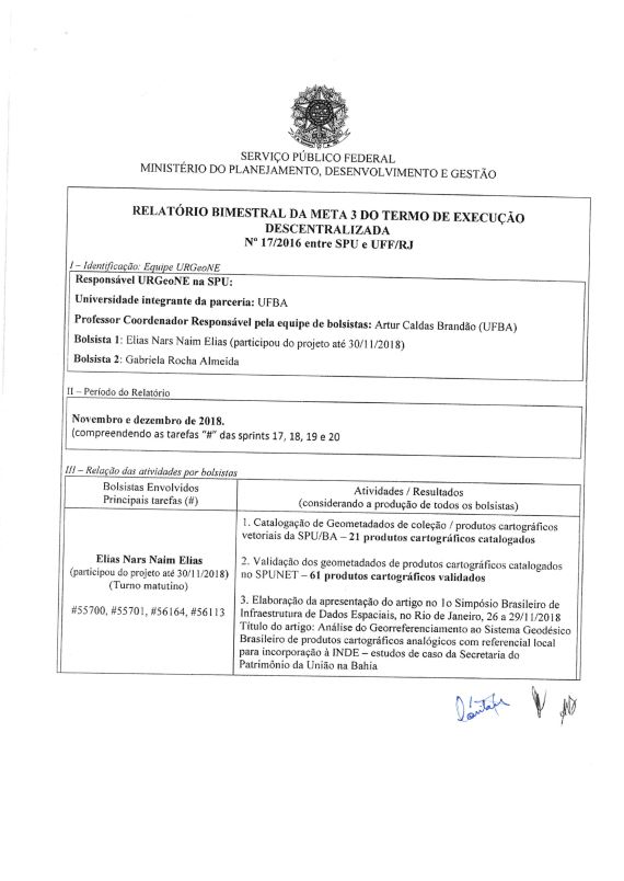 Relatório Bimestral da Meta 03 do Termo de Execução Descentralizada Nº 17/2016 entre SPU e UFF/RJ