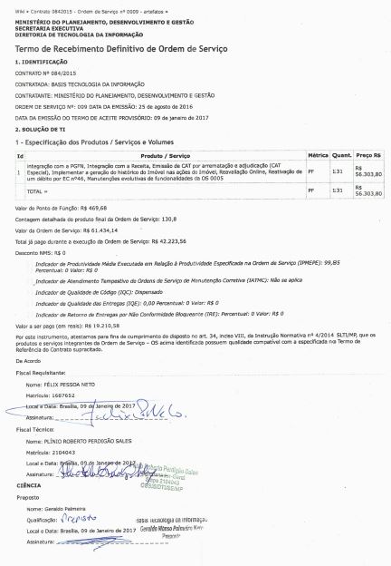 Contrato nº 842015 - Módulo RECEITAS