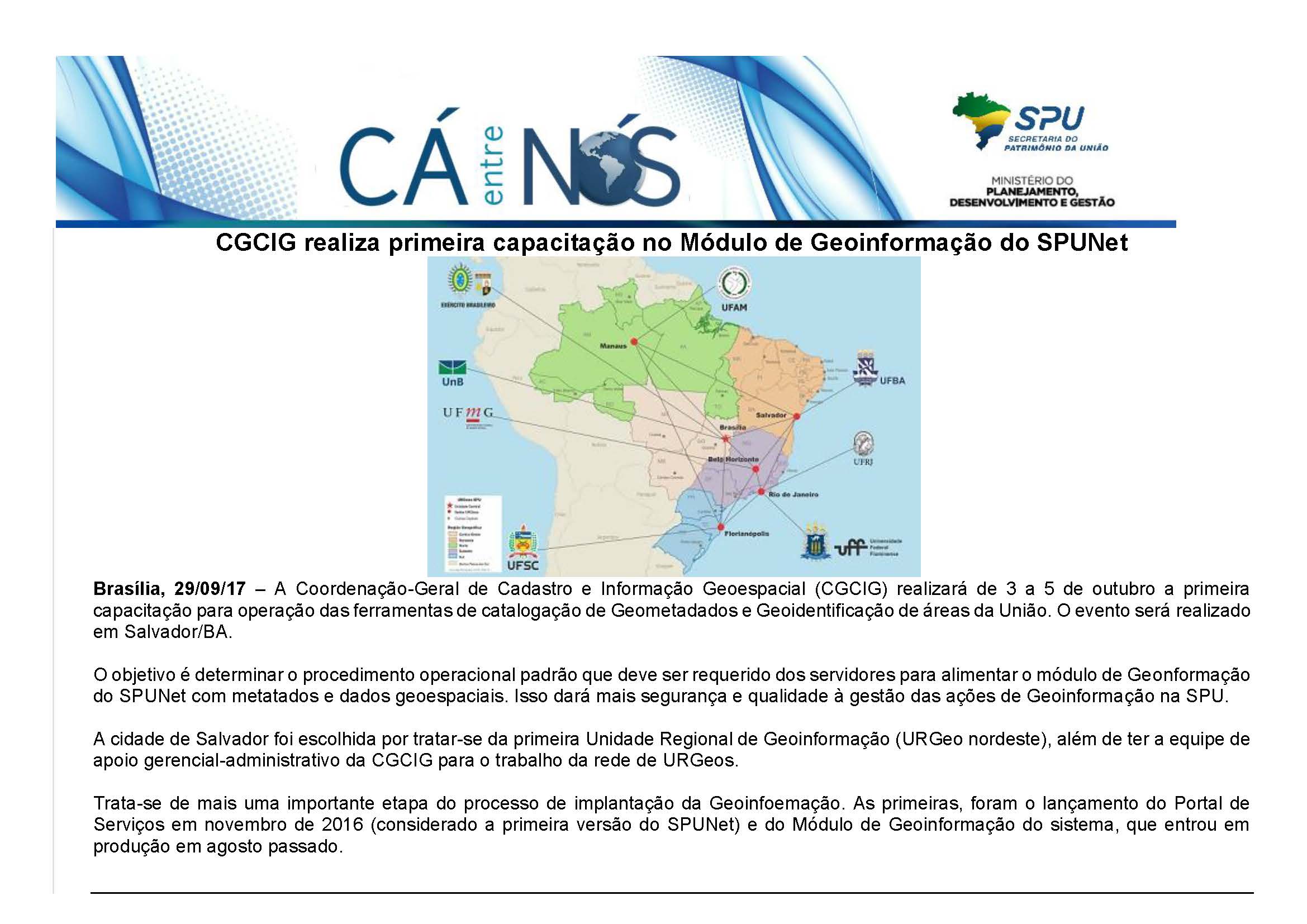 Capacitação no Módulo de Geoinformação do SPUNet