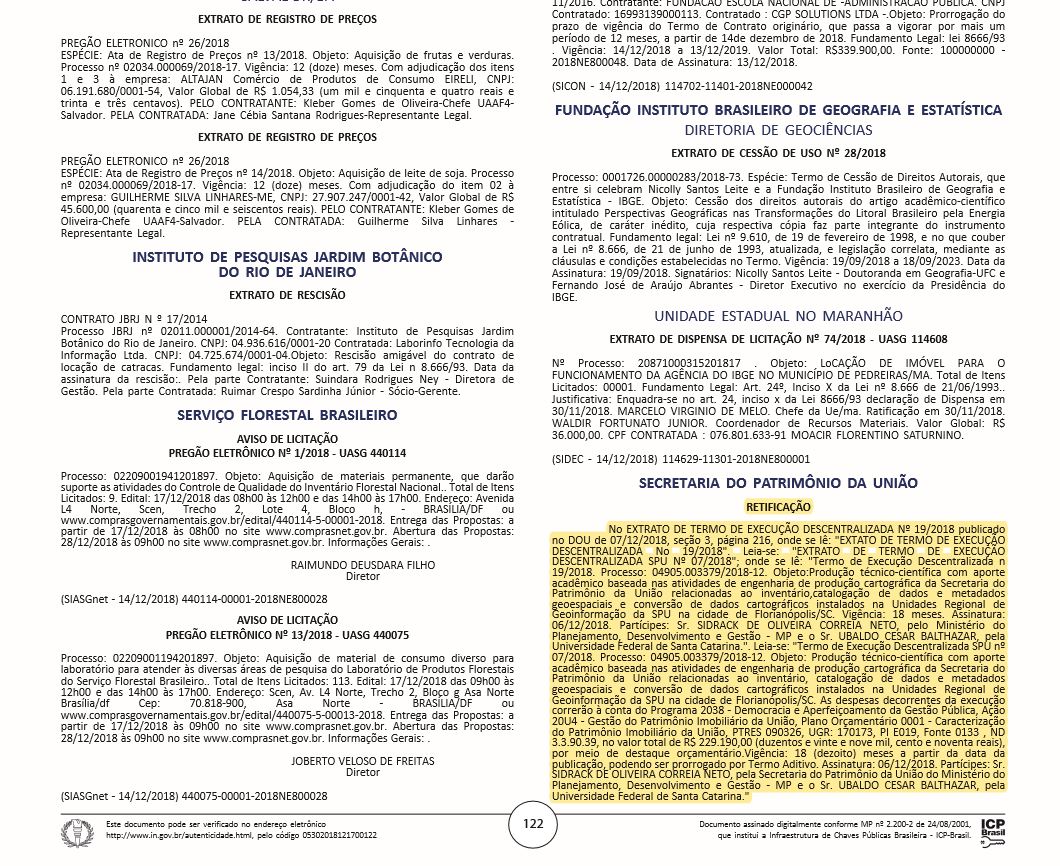 Extrato de Retificação