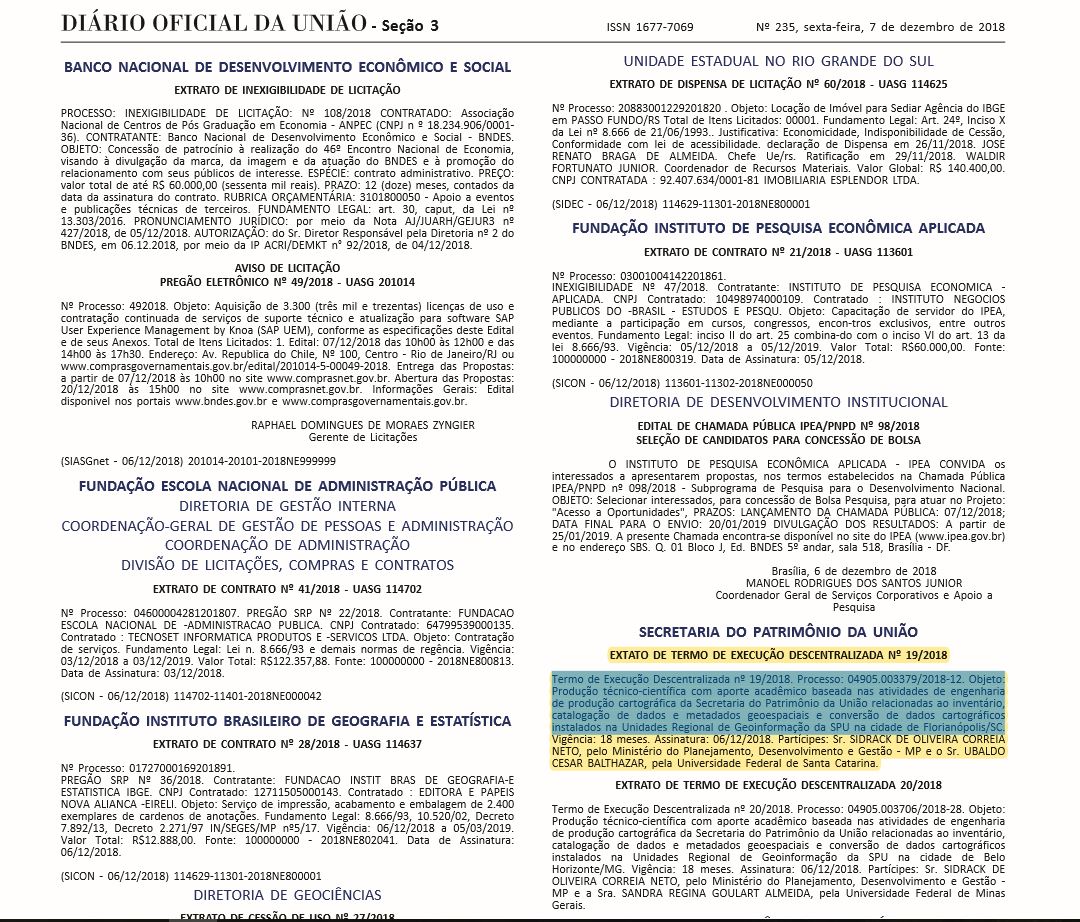EXTRATO DE TERMO DE EXECUÇÃO DESCENTRALIZADA Nº 19/2018