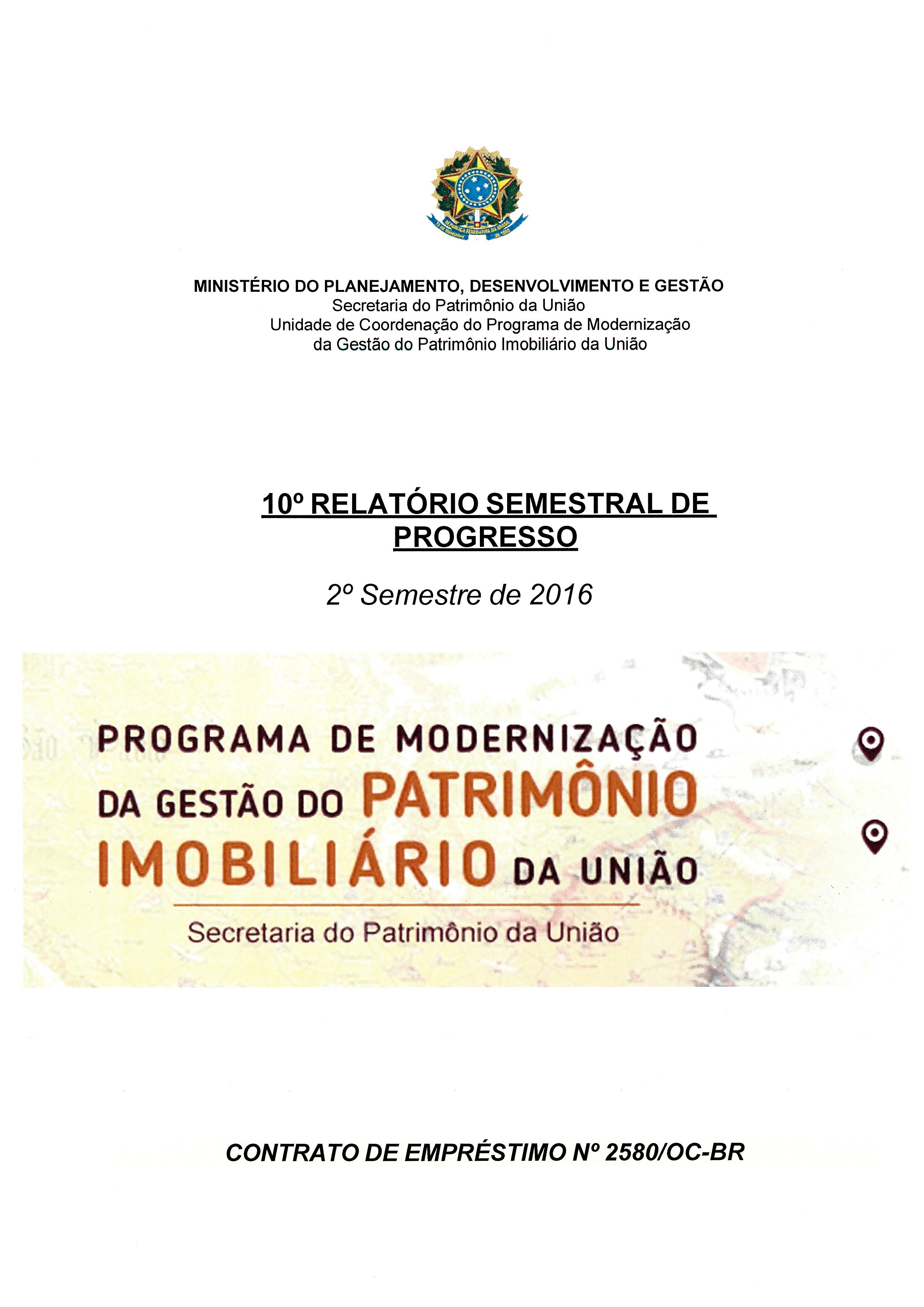 10º Relatório de Progresso - 1º semestre 2016