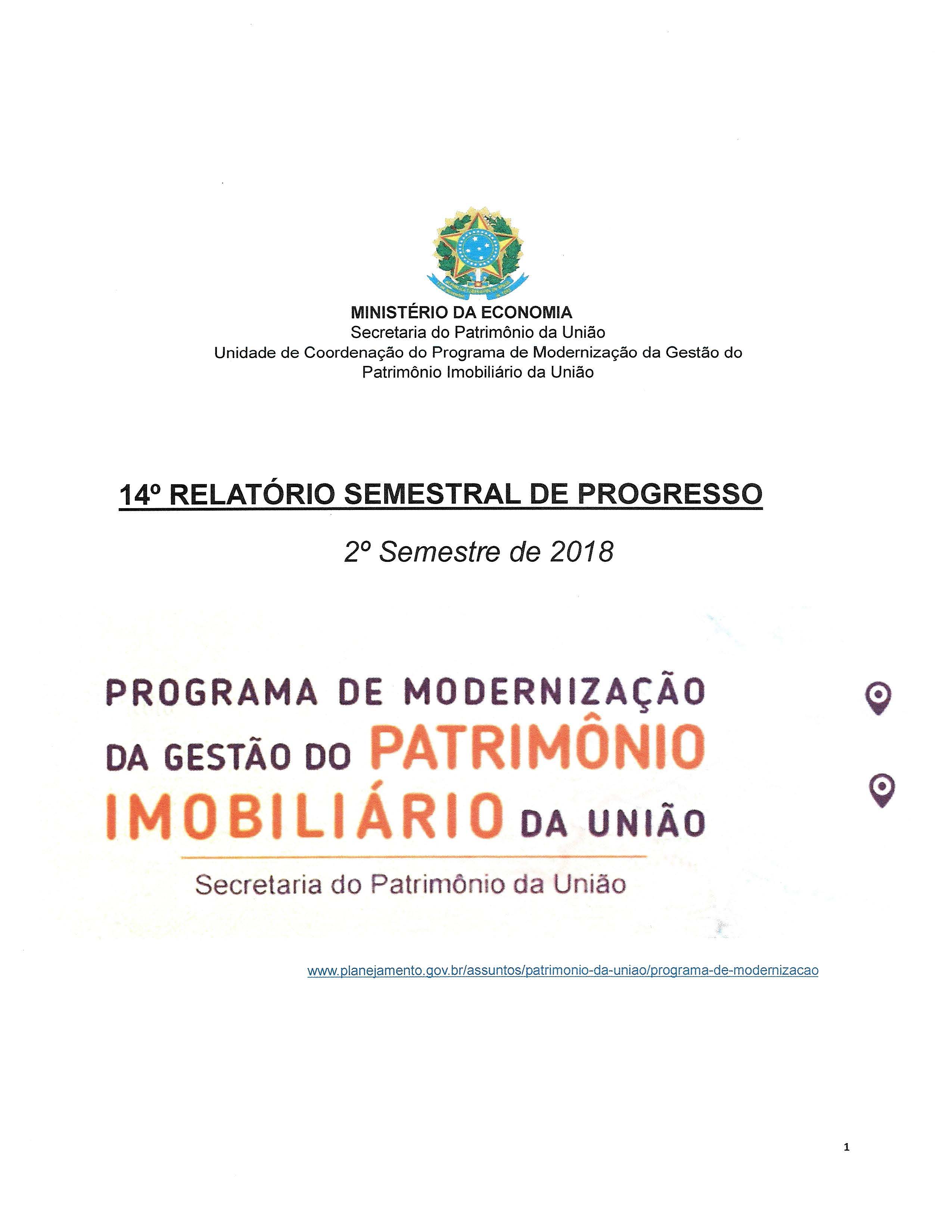 14º Relatório de Progresso - 2º semestre 2018