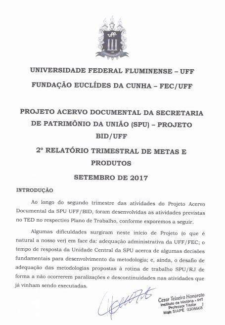 TED nº 18/2016 - Relatório Trimestral