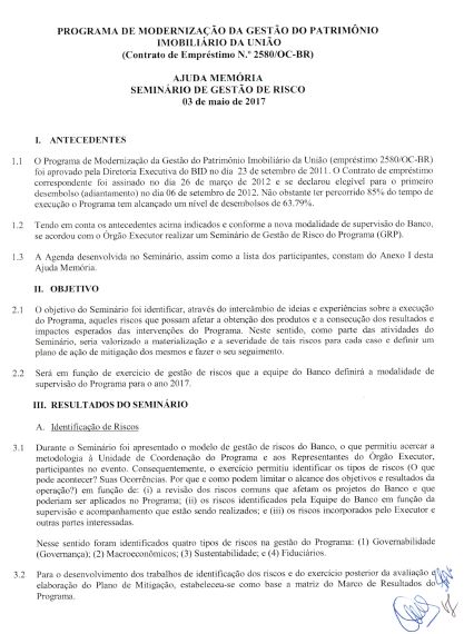 Seminário Matriz de Riscos do Programa 