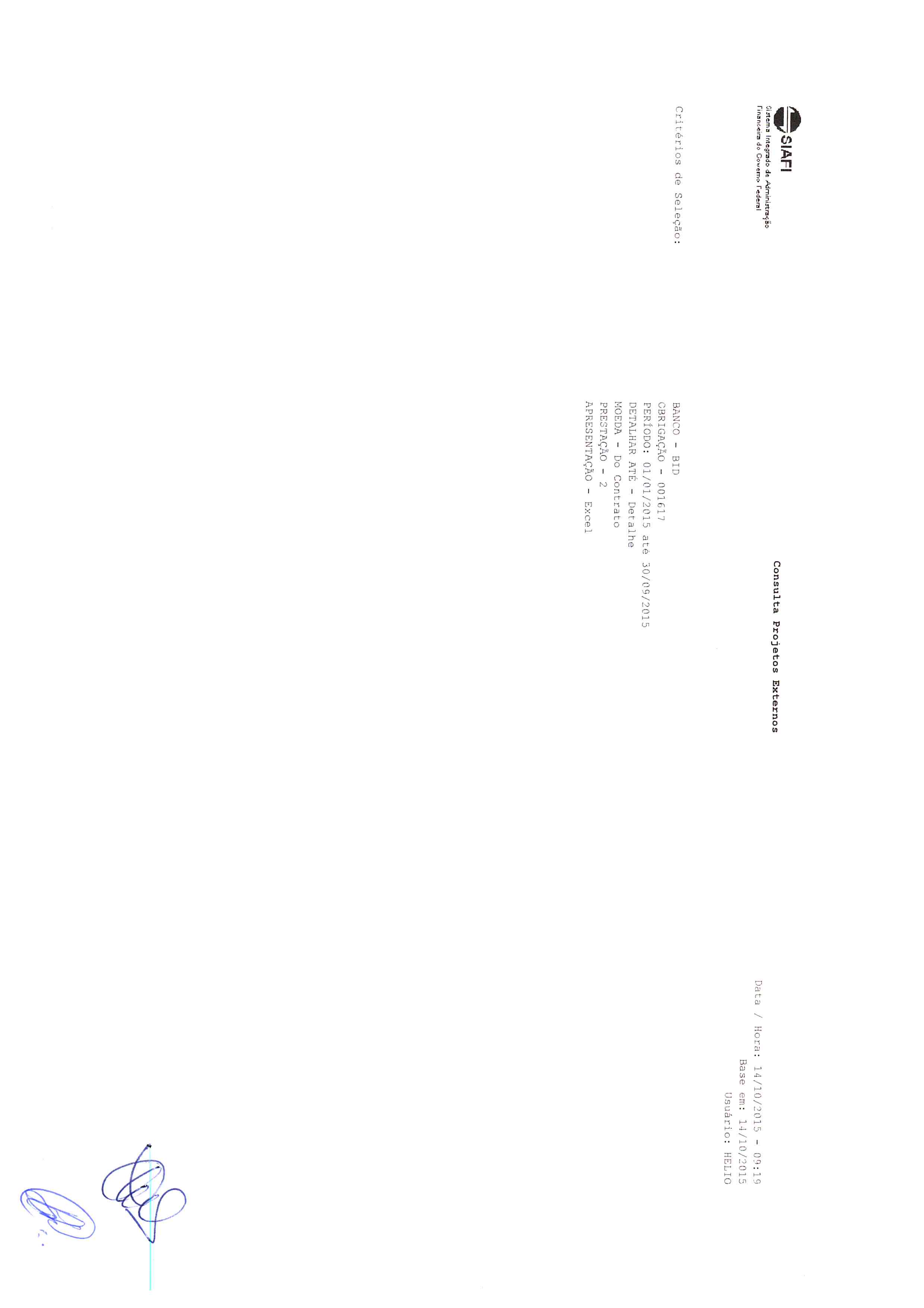 Execução SIAFI Jan-Set 2015 - Demonstrativo de Gastos ou Pagamentos