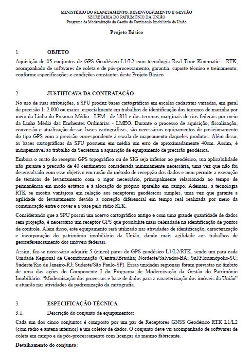 Projeto Básico Aquisição GPS RTK