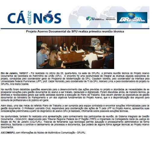 Reunião Técnica na SPU/RJ - Projeto Acervo Documental