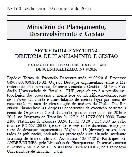 Publicação Extrato TED nº 09/2016