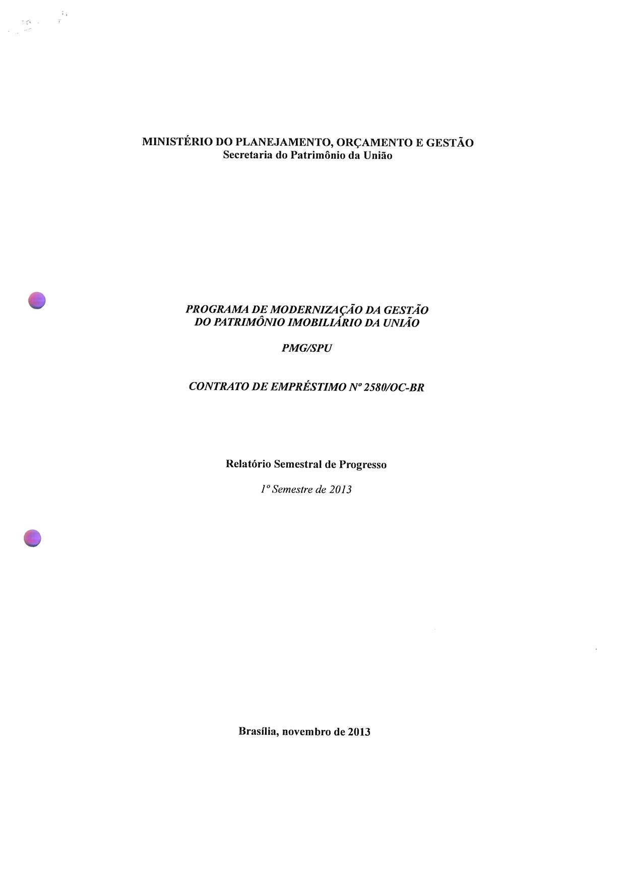 Relatório Semestral de Progresso 1º Semestre 2013
