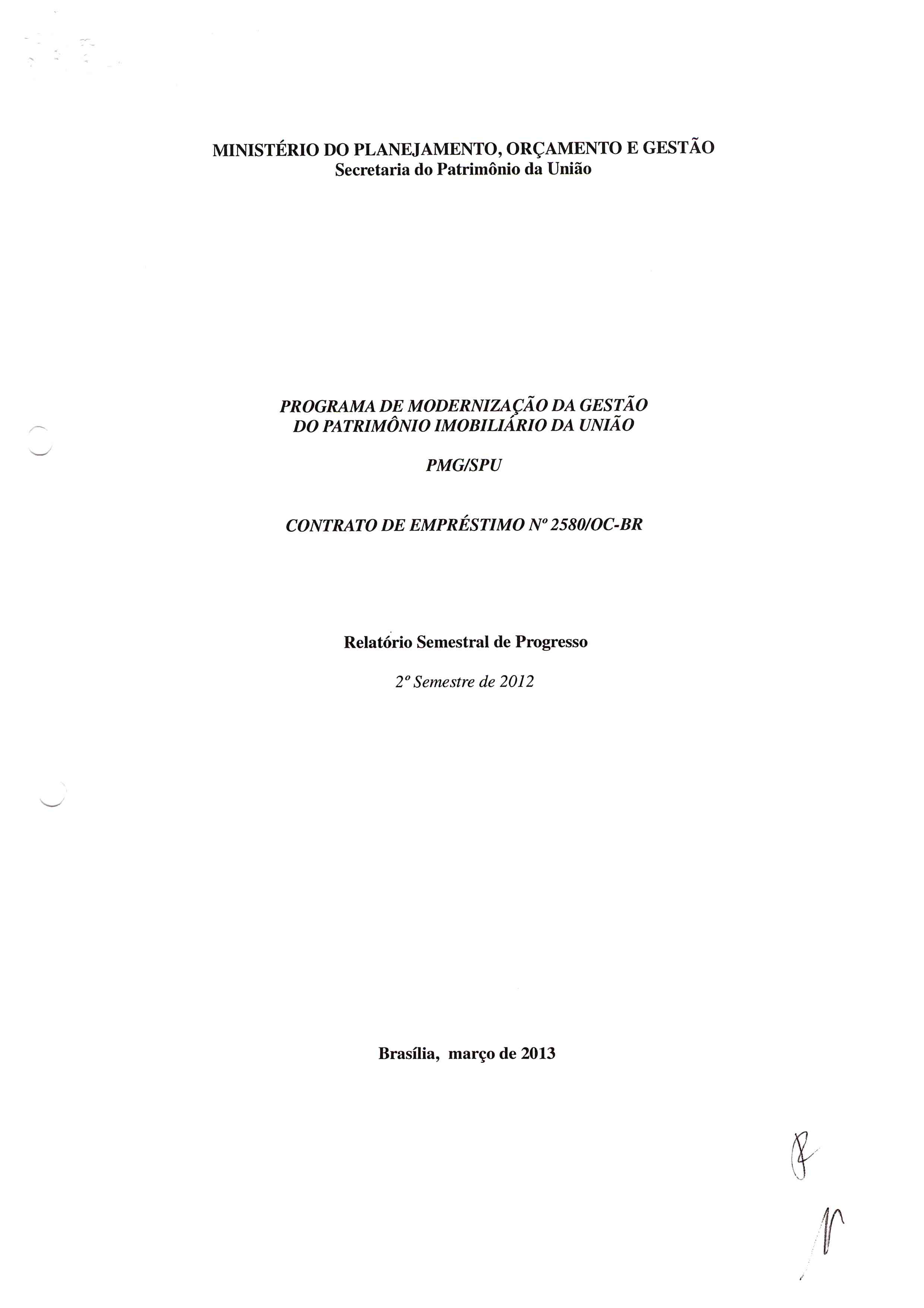 Relatório Semestral de Progresso 2º Semestre 2012
