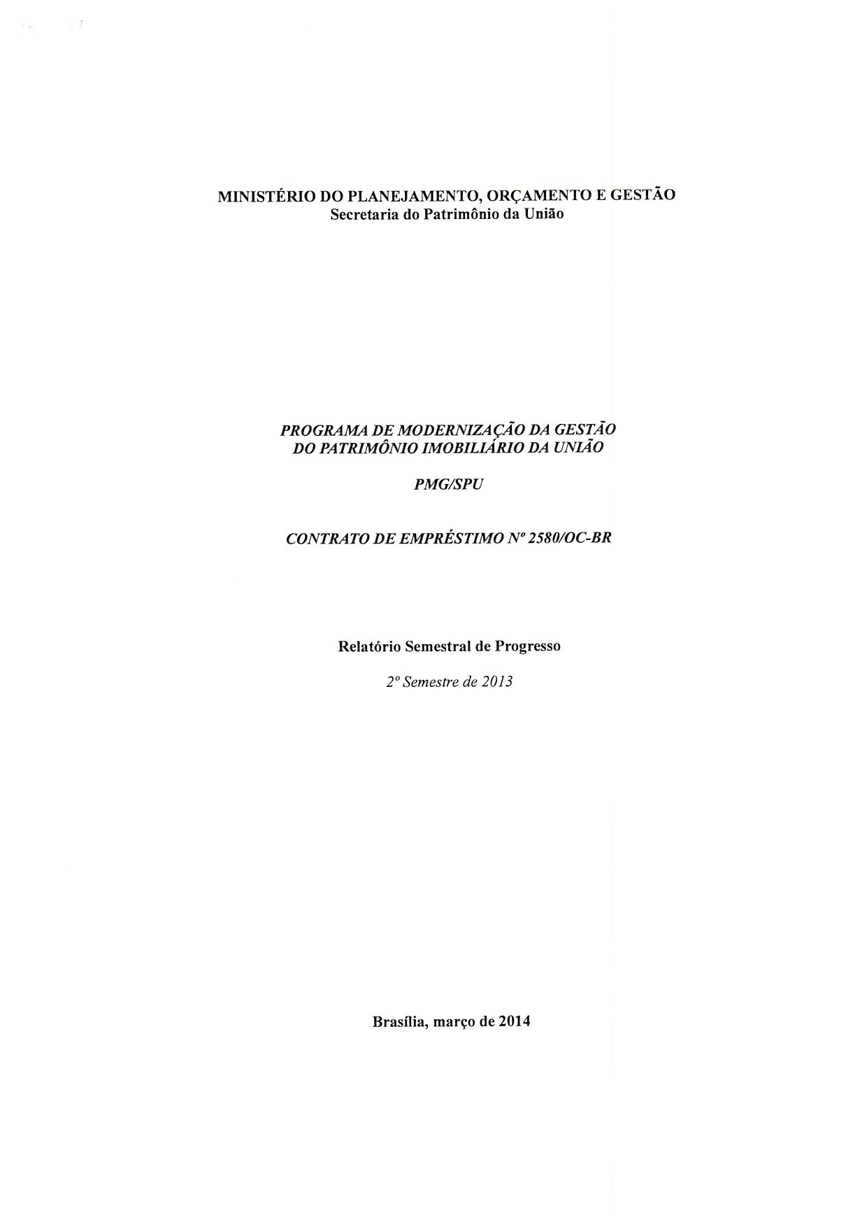 Relatório Semestral de Progresso 2º Semestre 2013