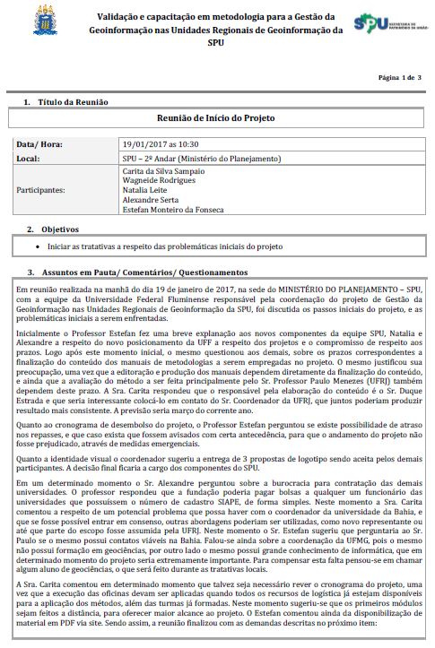 URGEO - TED nº 17/2016 - UFF - Reunião de Início de Projeto