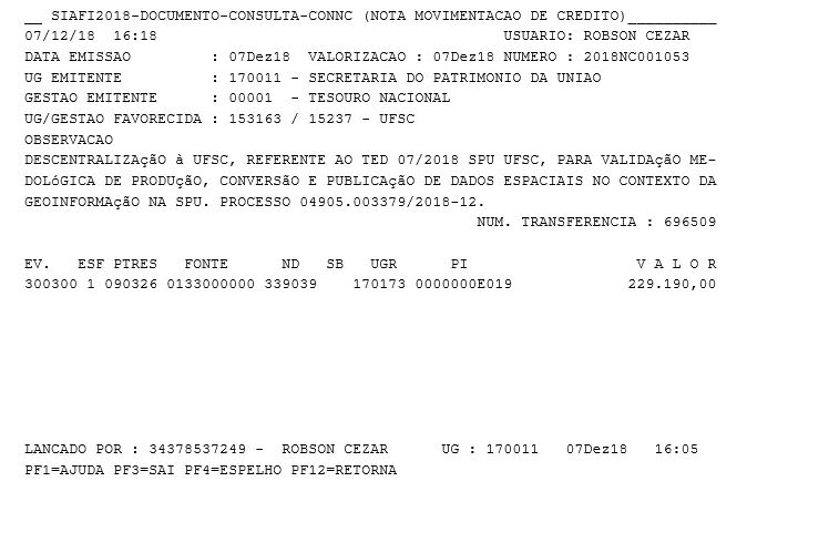 SIAFI2018 - Descentralização à UFSC