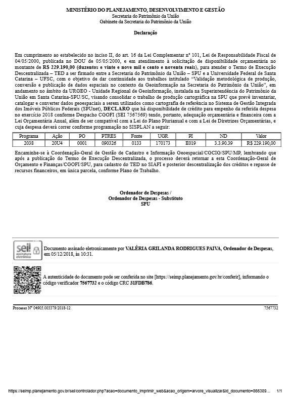 Declaração do Ordenador de Despesas