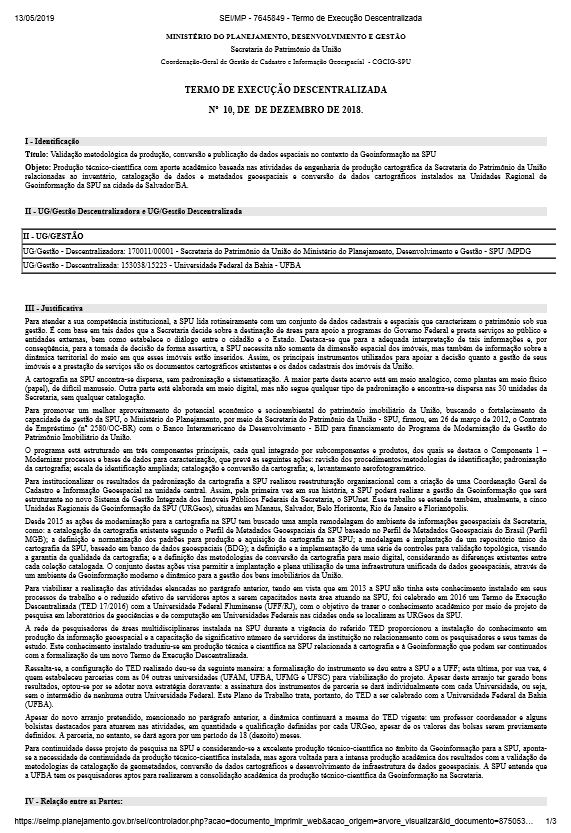 TERMO DE EXECUÇÃO DESCENTRALIZADA