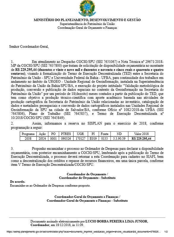 Despacho - Disponibilidade Orçamentária