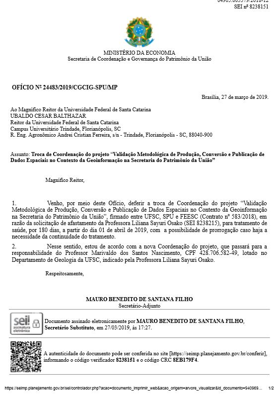 OFÍCIO Nº 24483/2019/CGCIG-SPU/MP