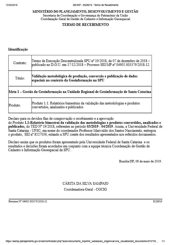 TERMO DE RECEBIMENTO