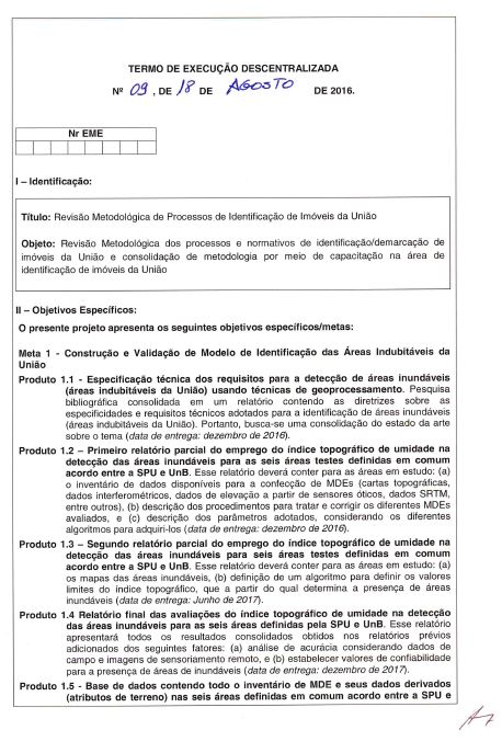 Termo de Execução Descentralizada nº 09/2016 