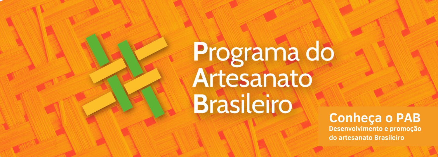 Logomarca do Programa do artesanato brasileiro em fundo de fibras trançadas