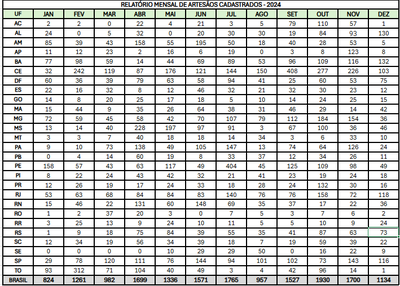 RELATÓRIO MENSAL DE ARTESÃOS CADASTRADOS