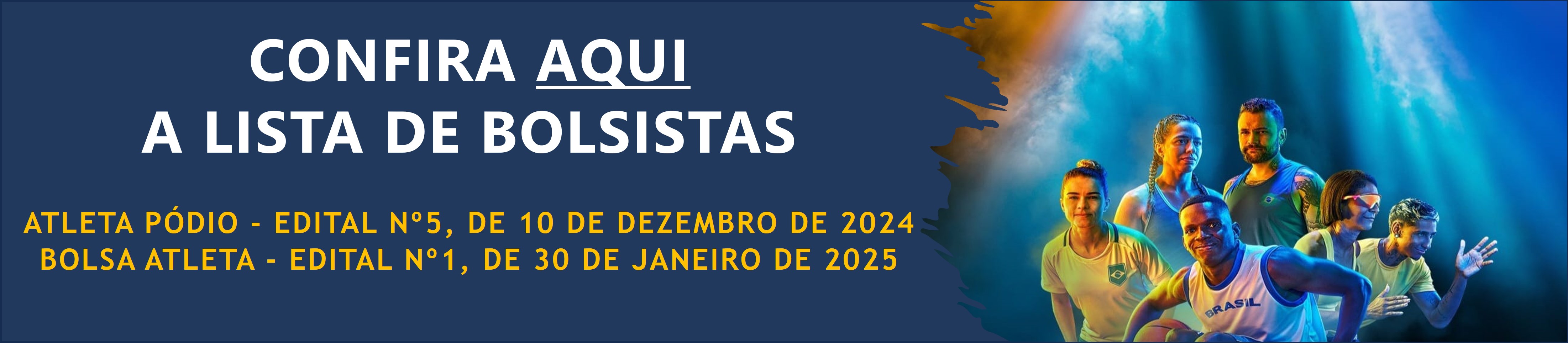 Banner da lista de bolsistas do Bolsa Atleta