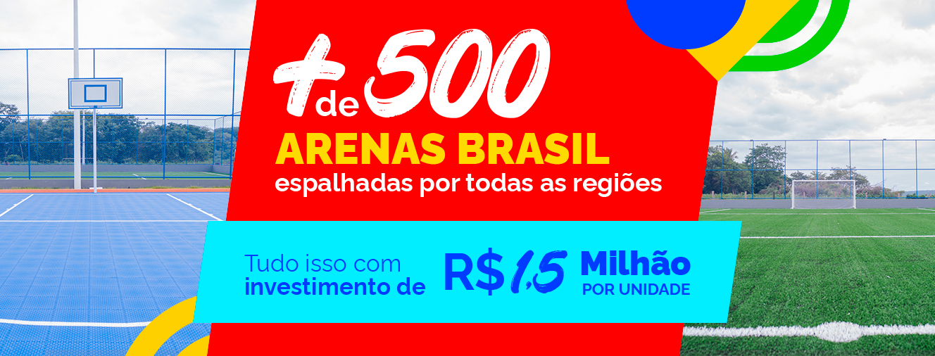 Mais de 500 Arenas Brasil em todas as regiões do país, com investimento de R$ 1,5 milhão por unidade