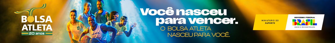 "Você nasceu para vencer. O Bolsa Atleta nasceu para você."  Esse folder é representado por seis atletas, sendo três homens e três mulheres. O selo do Bolsa Atleta, que celebra 20 anos, está destacado, assim como o selo do Governo Federal, composto pelo Ministério do Esporte.  Essa mensagem visa ressaltar a inclusão e o apoio do programa Bolsa Atleta aos atletas de diferentes perfis e necessidades.