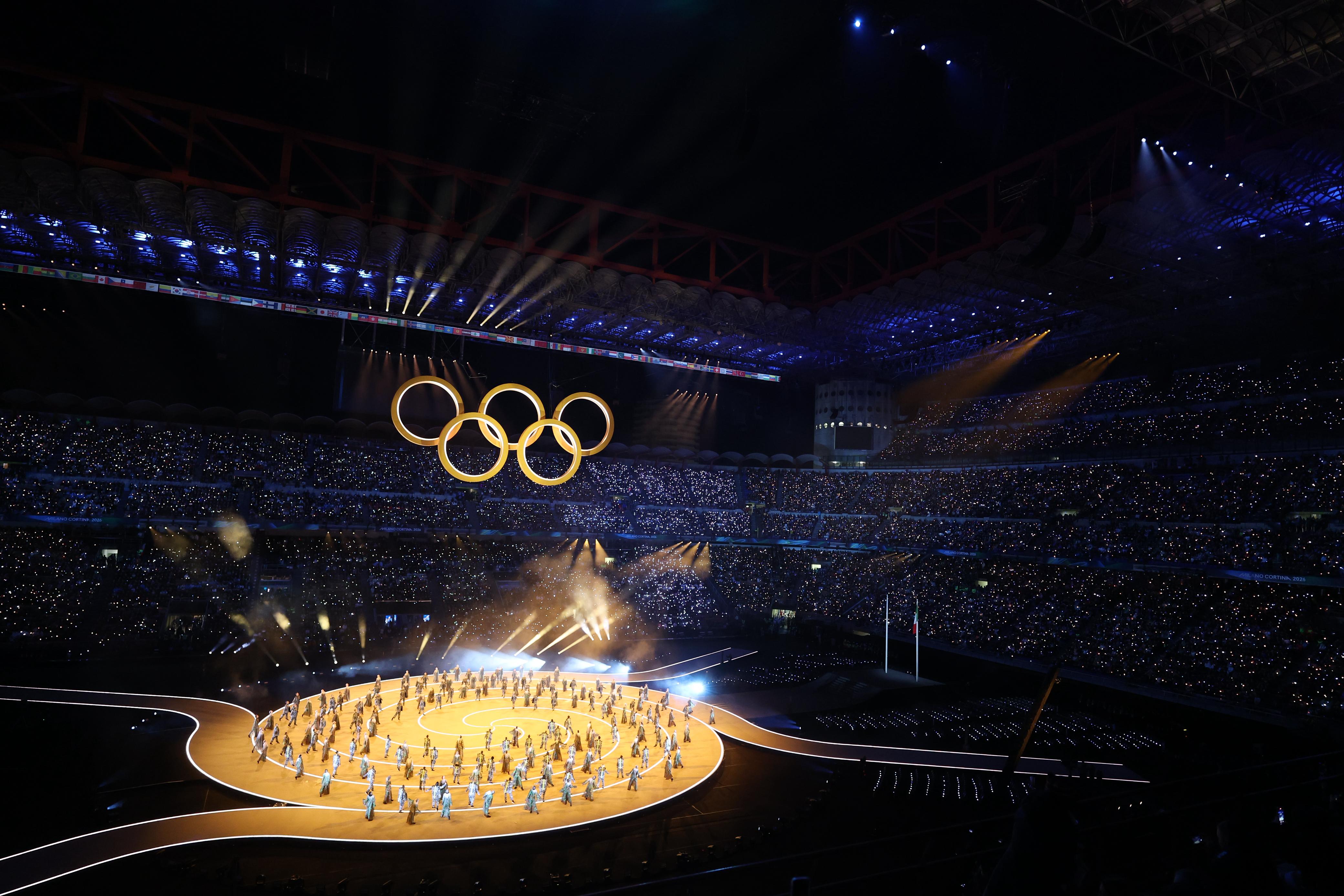 Cerimônia de abertura dos jogos de Milão.