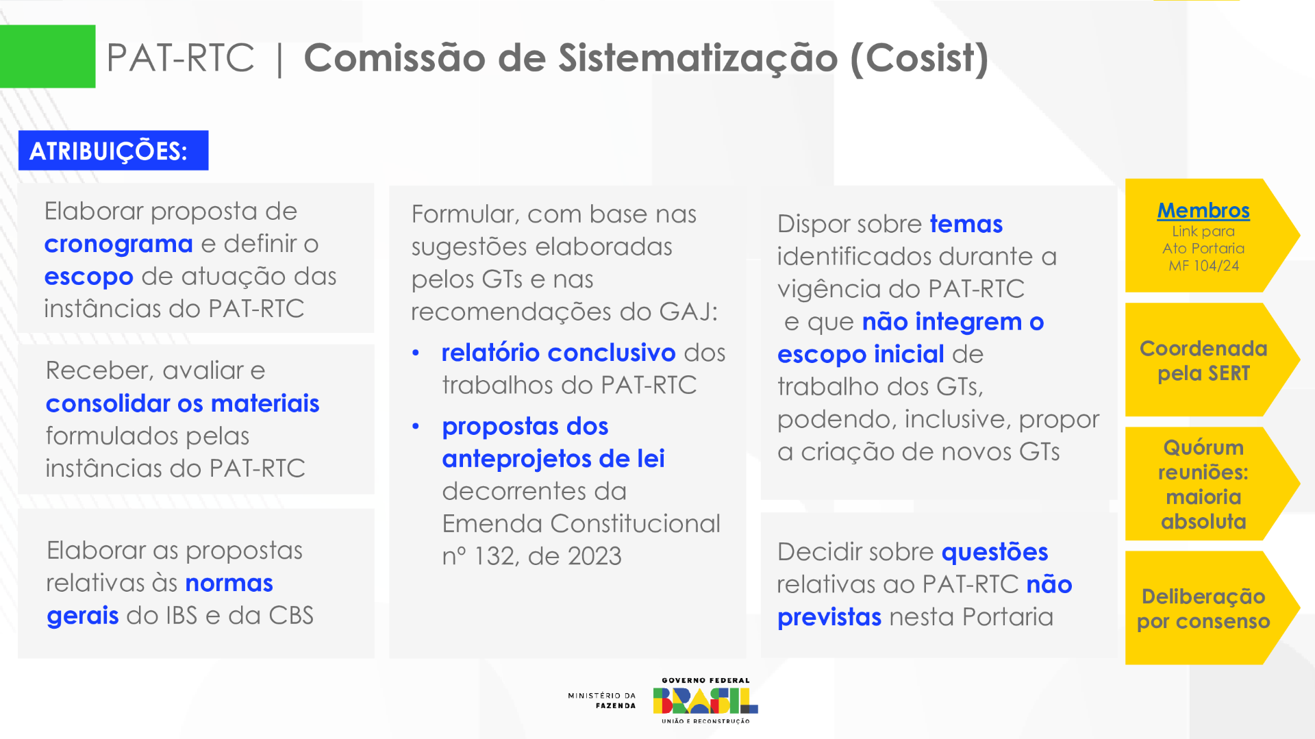 PAT-RTC | Comissão de Sistematização (Cosist)